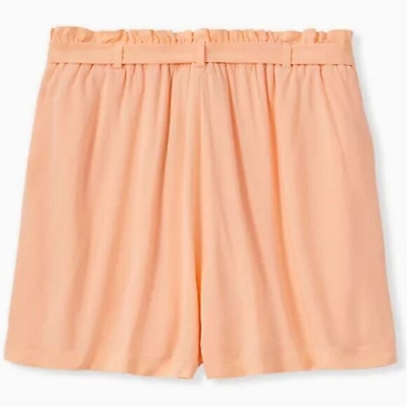 4X 26W Peach Paperbag Waist Mid Shorts Lined Light - Picture 4 of 11